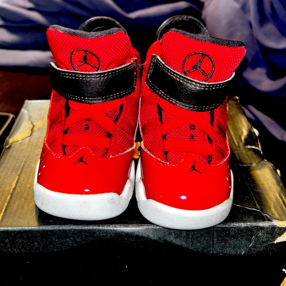 Nike Air Jordan 6 Rings TD Bred Shoes Red Black White 323420-601 AJ Toddler 7C